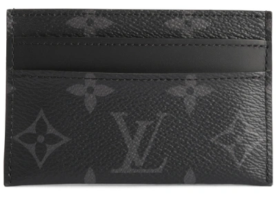 Pre-owned Louis Vuitton Card Holder Porte Cartes Double Monogram Eclipse Black/grey