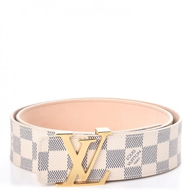 Pre-owned Belt Initiales Damier Azur Blue/white