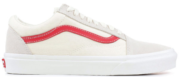 cream and red vans