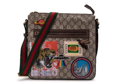 Pre-owned Gucci  Courrier Messenger Gg Supreme Brown