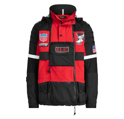Pre-owned Polo Ralph Lauren Winter Stadium Jacket Injection Red/polo Black