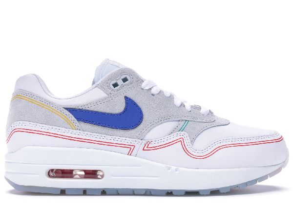nike air max 1 pure platinum royal blue white