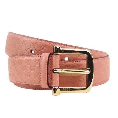 Pre-owned Gucci Signature Belt Ssima Embossed Pink