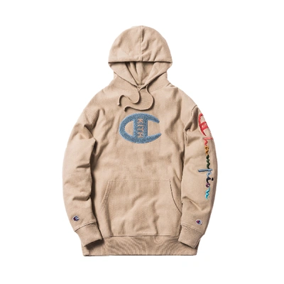 Pre-owned Kith  Champion Logo Hoodie Sand