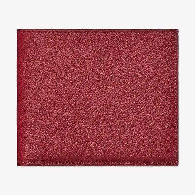 Pre-owned Hermes Mc2 Copernic Compact Wallet Evercolor Rouge Grenat