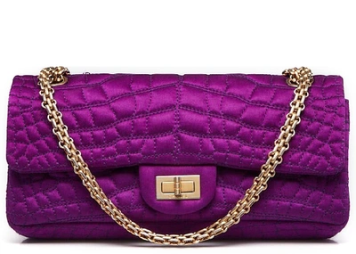 Chanel 07A Purple Knit Fabric Reissue East West Flap Bag – I MISS