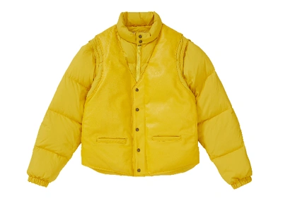 Pre-owned Supreme Schott Down Leather Vest Puffy Jacket Yellow