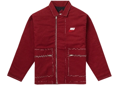 Pre-owned Supreme  Nike Double Zip Quilted Work Jacket Burgundy