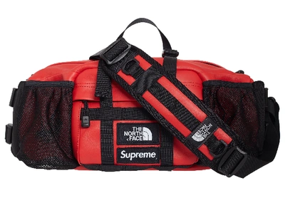 Pre-owned Supreme  The North Face Leather Mountain Waist Bag Red