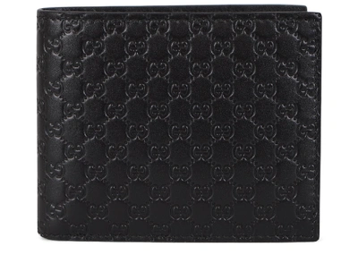 Pre-owned Gucci Bifold Wallet Microssima Black