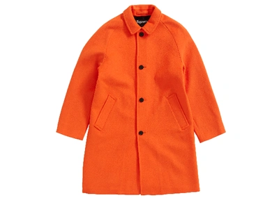 Pre-owned Supreme  Wool Trench Coat Neon Orange
