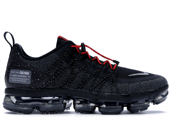 black & red air vapormax run utility sneakers