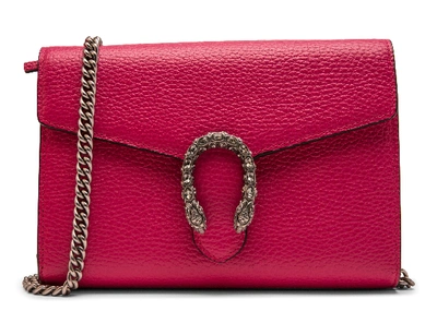 Shop Gucci Dionysus Chain Wallet Embellished Small Fuchsia