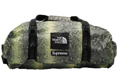 Pre-owned Supreme  The North Face Snakeskin Flyweight Duffle Bag Green