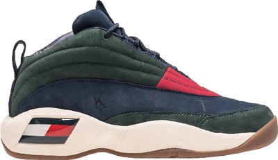 Pre-owned Tommy Hilfiger  Skew Lux Basketball Sneaker Kith Green In Green/navy-red
