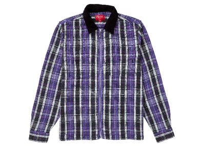 Pre-owned Plaid Thermal Zip Up Shirt Purple