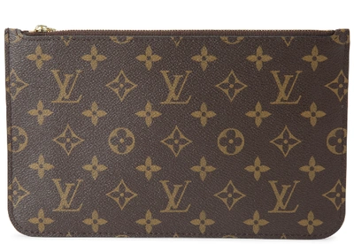Pre-owned Louis Vuitton Pochette Monogram Mm/gm Beige Lining