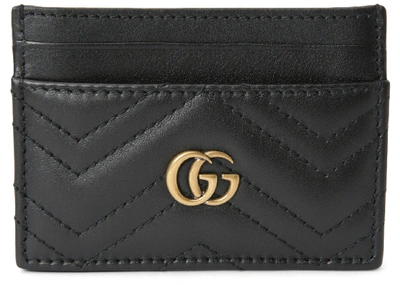 Pre-owned Gucci  Gg Marmont Card Case Matelasse Black