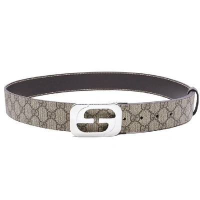 Pre-owned Gucci  Interlocking G Belt Gg Supreme Beige/ebony