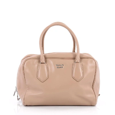 Pre-owned Prada  Inside Bauletto Satchel Nude