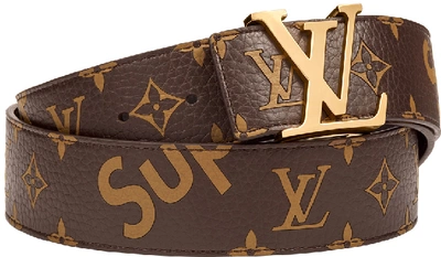 Pre-owned Supreme Louis Vuitton X  Initiales Belt 40 Mm Monogram Brown Gold