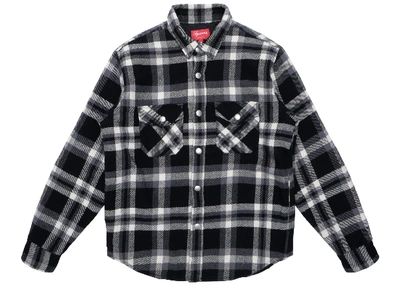 Pre-owned Supreme Quilted Arc Logo Flannel Shirt Black | ModeSens