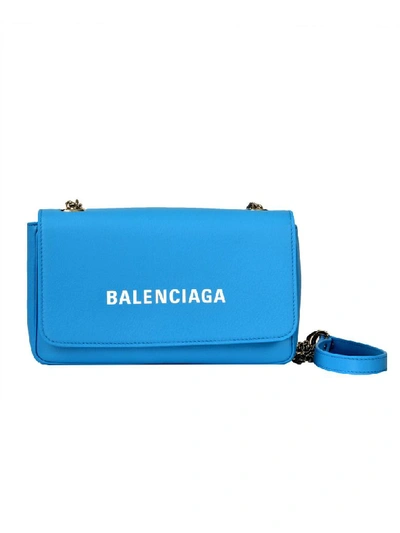 Shop Balenciaga Everyday Chain Wallet Blue/white