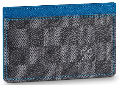 Pre-owned Louis Vuitton Card Holder Damier Graphite Grey/blue
