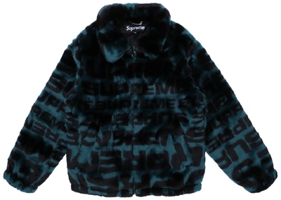 Pre-owned Supreme  Faux Fur Repeater Bomber Dark Teal