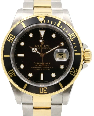 Pre-owned Rolex  Submariner 16613 In Steel/yellow Gold