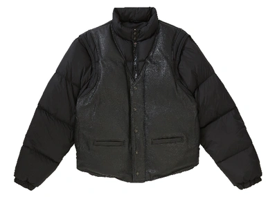 Pre-owned Supreme Schott Down Leather Vest Puffy Jacket Black 
