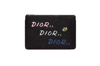 Pre-owned Dior  X Kaws Pouch Nylon Black