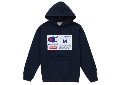 Pre-owned Supreme  Champion Label Hooded Sweatshirt Navy