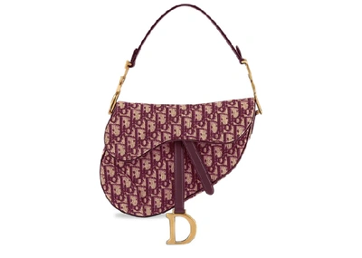 Pre-owned Dior  Oblique Saddle Bag Burgundy