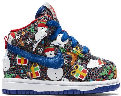 Pre-owned Nike Sb Dunk High Concepts Ugly Christmas Sweater (2017) (td) In Blue Ribbon/blue Ribbon-atom Red