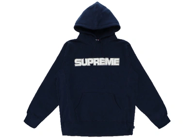 Pre-owned Supreme  Perforated Leather Hooded Sweatshirt Navy