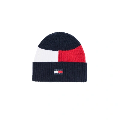 Pre-owned Kith  X Tommy Hilfiger Flag Beanie Navy
