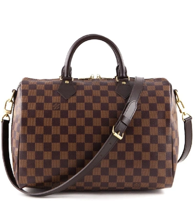Pre-owned Louis Vuitton Speedy Bandouliere Damier Ebene (without Accessories) 30 Brown