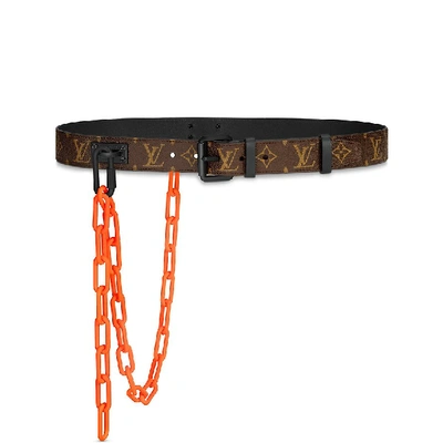 Pre-owned Louis Vuitton Signature Belt Monogram Chains 35mm Brown/orange |  ModeSens