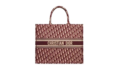 Pre-owned Dior  Book Tote Oblique Burgundy