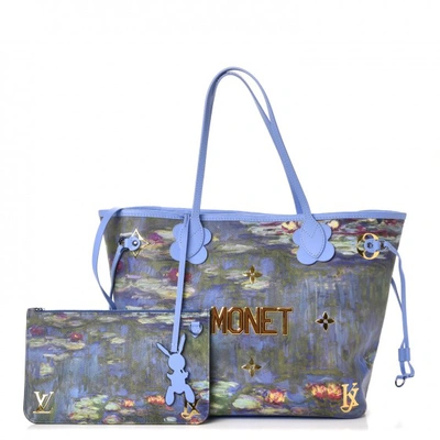 Pre-owned Louis Vuitton X Jeff Koons Neverfull Claude Monet Masters Mm Lavender Multicolor