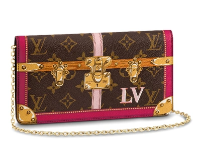 Pre-owned Louis Vuitton Clutch Pochette Weekend Monogram Summer Trunk Collection Brown/pink