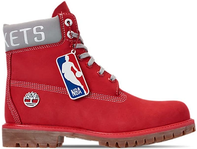 Pre-owned Timberland 6" Boot Nba Rockets In Red Nubuck