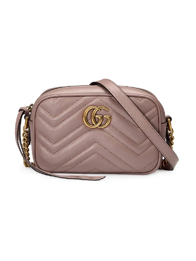 Pre-owned Gucci  Gg Marmont Camera Bag Matelasse Mini Dusty Pink