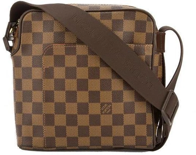 Pre-owned Louis Vuitton Olav Damier Ebene Pm Brown/red
