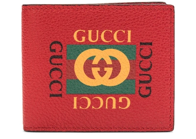 Pre-owned Gucci  Logo Bifold Wallet Red