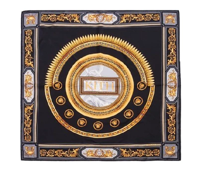 Pre-owned Kith X Versace Greco Silk Scarf Black/gold