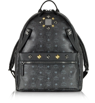 Shop Mcm Dual Stark Backpack Visetos Medium Black