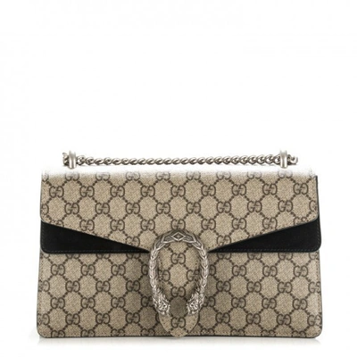 Pre-owned Gucci Dionysus Shoulder Bag Gg Supreme Small Brown/black