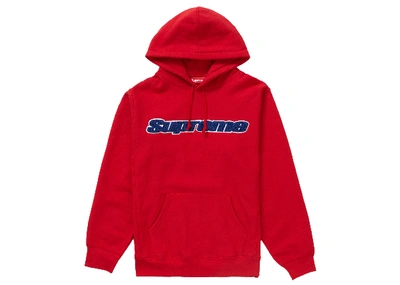 Pre-owned Supreme Chenille Hooded Sweatshirt Red | ModeSens